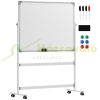 Magnetic board 120 x 90 cm rotatable, mobile magnetic board with metal frame workshop white