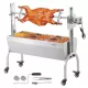Bárány Grill, Szopós Malac Grill, Nyárs Grill, 90 kg-os Gördíthető BBQ Faszenes Nyárs Grill sertés-, bárány-, kecskehúshoz, Elektromos 52 W, Rozsdamentes Acél Forgónyárs Szélvédővel, 1185 mm