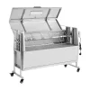 Elektromos forgónyársas faszenes grill 116,8 cm 38W motorral, 60 kg teherbírással, fedéllel, rozsdamentes acél kivitelben