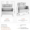 Elektromos forgónyársas faszenes grill 116,8 cm 38W motorral, 60 kg teherbírással, fedéllel, rozsdamentes acél kivitelben
