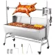 Rotisserie Grill 38 W szopós malac grill bárány grill faszén grill (1218 mm grillhossz) 60 kg teherbírással és kerekekkel és 4 irányú magasságállítással és védőburkolattal, elektromos grillkészlet kempingezéshez