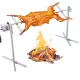 Elektromos BBQ Forgónyárs Grillsütő Készlet (60 kg teherbírás), 52 W, 1445 mm automatikusan állítható magasságú univerzális rozsdamentes acél sütőállvány, hővédő nyárs sertés- és bárányhúshoz