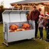 Elektromos forgónyársas faszenes grill 132 cm 38W motorral, 60 kg teherbírással, rozsdamentes acél, fedéllel és kerekekkel