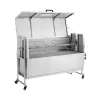 Elektromos forgónyársas faszenes grill 132 cm 38W motorral, 60 kg teherbírással, rozsdamentes acél, fedéllel és kerekekkel