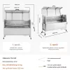 Elektromos forgónyársas faszenes grill 132 cm 38W motorral, 60 kg teherbírással, rozsdamentes acél, fedéllel és kerekekkel