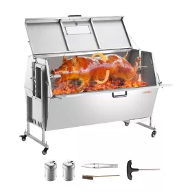   báránygrill, malacgrill, nyársas grill, 130 kg-os BBQ nyárs (60 W) sertés-, bárány-, kecskehúshoz, kereskedelmi forgónyárs grill zárható kerekekkel, kültéri kempingezéshez