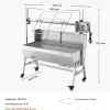 Elektromos forgónyársas faszenes grill 94 cm 38W motorral, 60 kg teherbírással, 7 fokozatú magasságállítással és szélvédő lemezzel