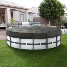   Medencetakaró ponyva 4,88 m PVC anyagból, szolár fólia medencéhez víz- és porálló, húzózsinóros kivitel