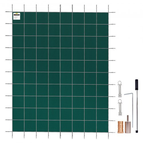 Téglalap alakú biztonsági medencetakaró 4,87x9,75 m zöld téli kültéri úszómedence takaróburkolat