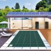 Téglalap alakú biztonsági medencetakaró 4,87x9,75 m zöld téli kültéri úszómedence takaróburkolat