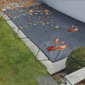   Medencetakaró ponyva 350x600 cm szürke téglalap alakú PVC, vízálló medencetakaró kültéri medencékhez