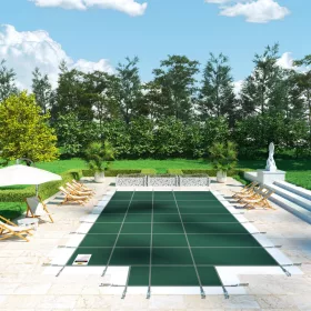   Téli biztonsági medencetakaró lépcsős beépített medencéhez 6,1x11,6 m téglalap alakú