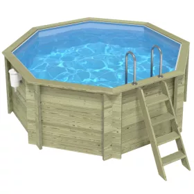   Fa épített medence 325x325x118 cm 8 szögletű úszómedence, keretes kivitelben betonozás nélkül