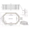 Fa épített medence 430x300x118 cm nyolcszögletes úszómedence, nyújtott forma, betonozható kivitel
