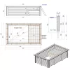 Fa épített medence 465x285x124 cm téglalap alakú úszómedence, szürke belső fóliával, betonhoz csavarozott tartókonzolokkal és beépített napozóval