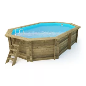   Épített medence 480x330x120 cm teljes felszereltségű úszómedence nyolcszögletes, nyújtott forma