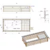 Fa épített medence 610x285x131 cm téglalap alakú úszómedence, homok színű belső fóliával, keretes kivitelben betonozás nélkül és beépített napozóval