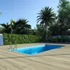 Fa épített medence 700x375x145 cm téglalap alakú úszómedence, kék belső fóliával, keretes kivitelben betonozás nélkül