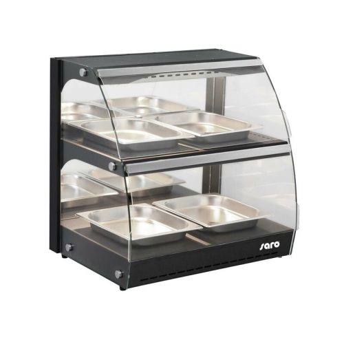 NELSON Warmer enamelled steel, black tabletop warmer display case made of double tempered glass