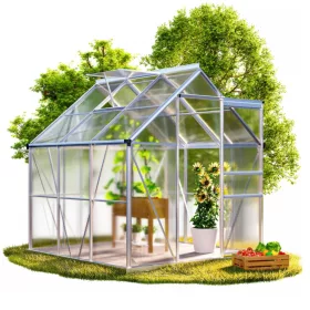 Melegház aluminium keretes polikarbonát üvegház 190x195x195cm 3,7 m²