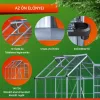Melegház aluminium keretes polikarbonát üvegház 190x195x195cm 3,7 m²