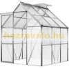 Melegház aluminium keretes polikarbonát üvegház 190x195x195cm 3,7 m²