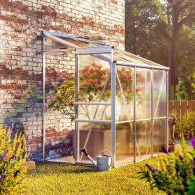   Üvegház polikarbonát lappal melegház aluminium váz 192x127x202 cm 2,3 m² alapkerettel