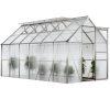 Greenhouse aluminum frame polycarbonate greenhouse 380x190x195 cm with 4 skylights