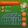 Melegház aluminium keretes polikarbonát üvegház 375x185x195cm 3,5 m²  horganyzott acél alappal
