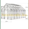 Greenhouse aluminum frame polycarbonate greenhouse 380x190x195 cm with 4 skylights