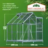 Melegház aluminium keretes polikarbonát üvegház 190x195x195cm 3,7m² horganyzott acél alappal