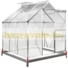 Melegház aluminium keretes polikarbonát üvegház 190x195x195cm 3,7m² horganyzott acél alappal
