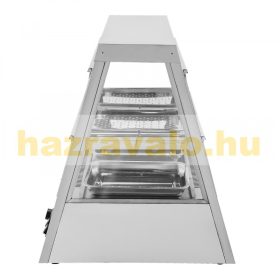   Melegentartó rozsdamentes acél kétszintes 800W melegítő pult melegítő vitrin 