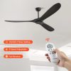 Mennyezeti ventilátor 180 cm fa lapátokkal, világítás nélkül távirányító fekete