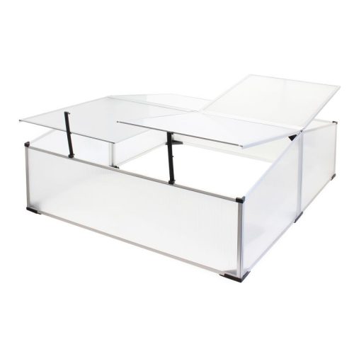 Mini üvegház ültető palántázó láda aluminium keretes polikarbonát kis melegház 100x120x40 cm