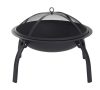 Mobile fire pit fire bowl with spark protection collapsible Ø55 cm black