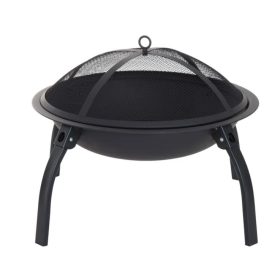   Mobil tűzrakó tűztál szikravédelemmel összecsukható Ø55 cm fekete
