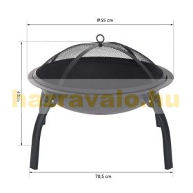   Mobil tűzrakó tűztál szikravédelemmel összecsukható Ø55 cm fekete