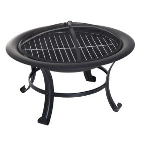   Mobil tűzrakó szikrafogóval tűzrakó tál kerti grill fekete 76x55 cm