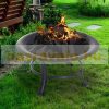 Mobile fire pit with spark arrester fire pit bowl garden grill black 76x55 cm