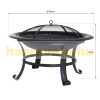 Mobile fire pit with spark arrester fire pit bowl garden grill black 76x55 cm