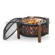 Mobile fire pit with anti-spark grid, grid garden BBQ black-brown 