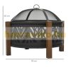 Mobile fire pit with anti-spark grid, grid garden BBQ black-brown 