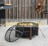 Mobile fire pit with anti-spark grid, grid garden BBQ black-brown 