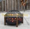 Mobile fire pit with anti-spark grid, grid garden BBQ black-brown 