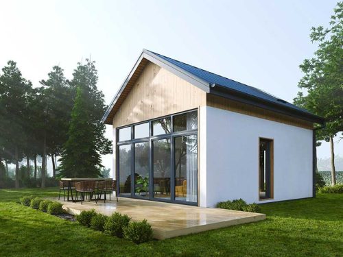 Modular house DOM 35 base, ready-made house with 42.60 m² useful floor space, made of energy-saving materials