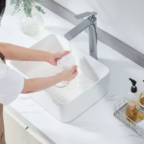   Kerámia mosdókagyló 406x305x133 mm fehér pultra ültethető fürdőszobai mosdó 