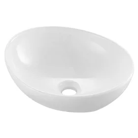   Ovális kerámia mosdókagyló 409x341x144 mm fehér pultra ültethető fürdőszoba mosdó