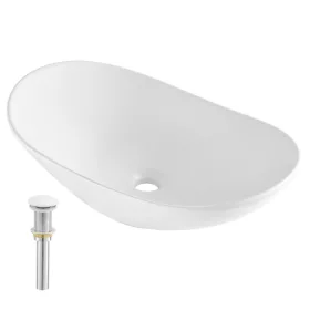   Ovális kerámia mosdókagyló 592x361x158 mm fehér pultra ültethető fürdőszoba mosdó