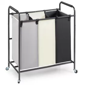   3 részes gurulós szennyestartó stabil fémvázzal és strapabíró Oxford textillel